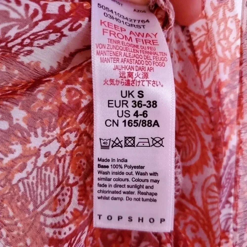 NWT Topshop Womens Paisley Print‎ Cover-Up Chiffon Maxi Dress Size Small